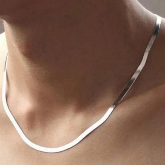 Jewelry - New 925 Sterling Silver Herringbone Necklace, nice Necklace, cute Necklace